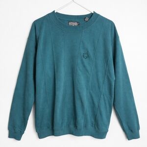Members Only Vintage Teal Crewneck Sweatshirt XL Textured Panel Pullover